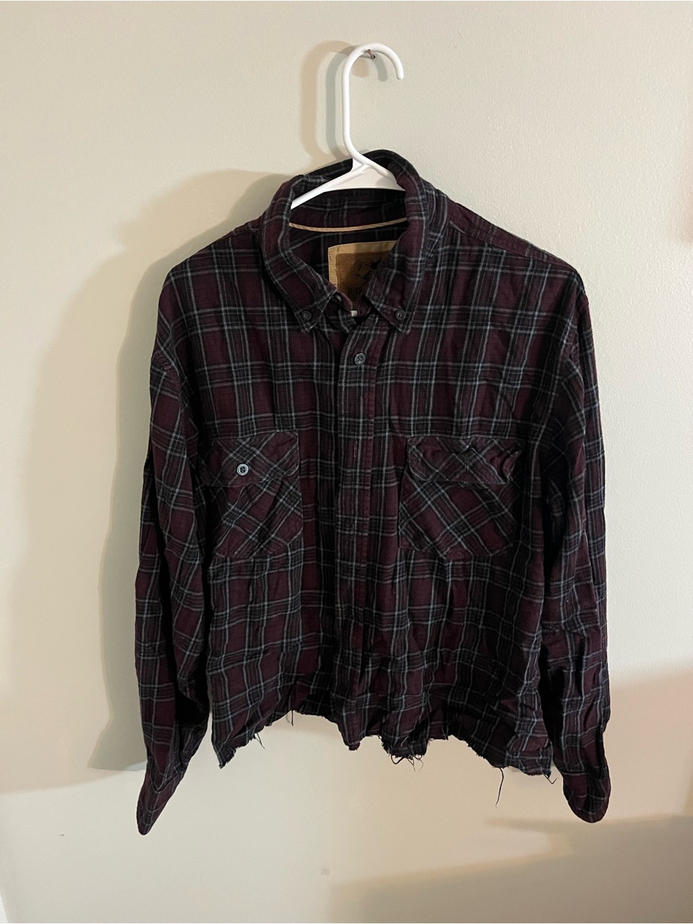 Outdoor Life Men's Burgundy and Black Plaid Button-Down Shirt